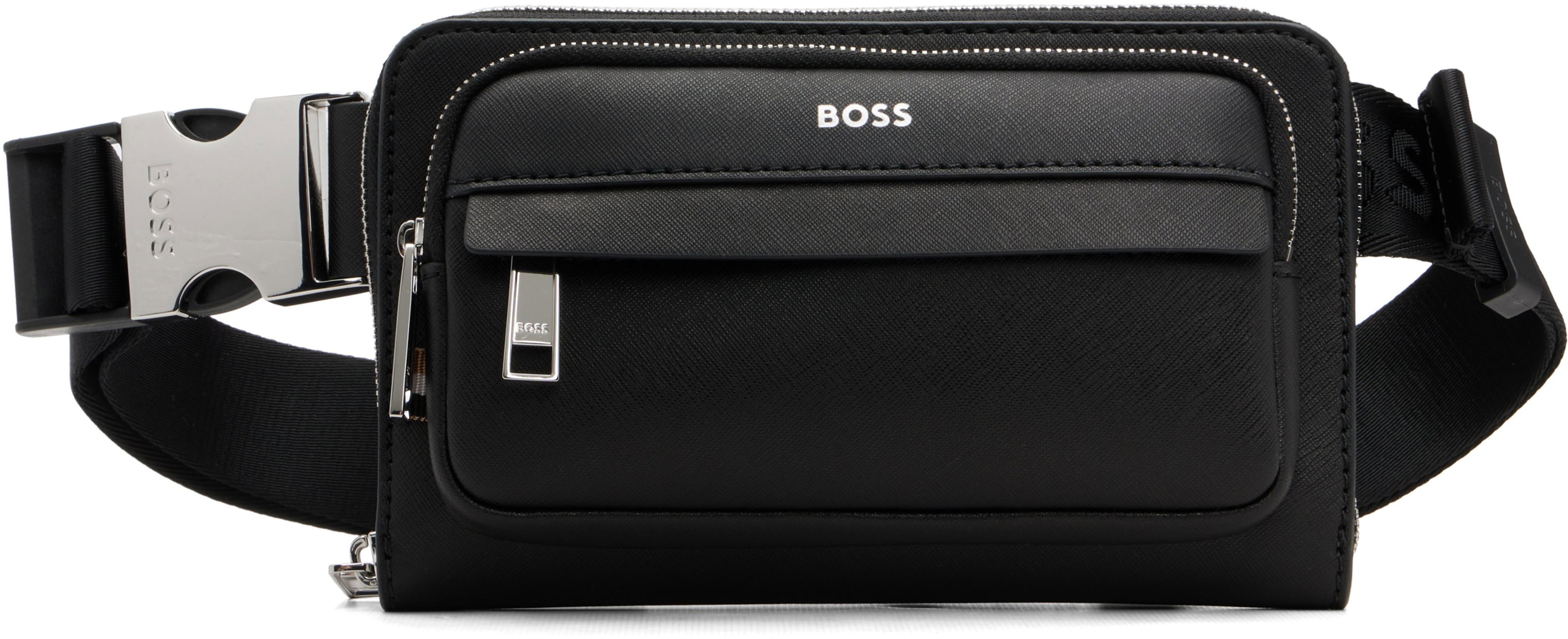 Black Crossbody Foil-Print Logo Belt Bag by HUGO BOSS