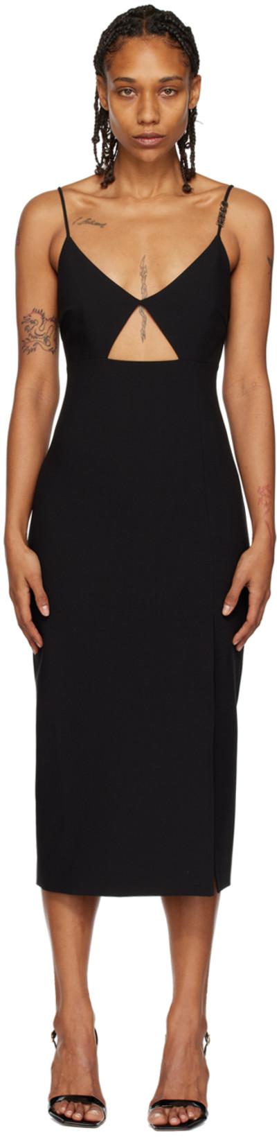 Black Cutout Midi Dress by HUGO BOSS