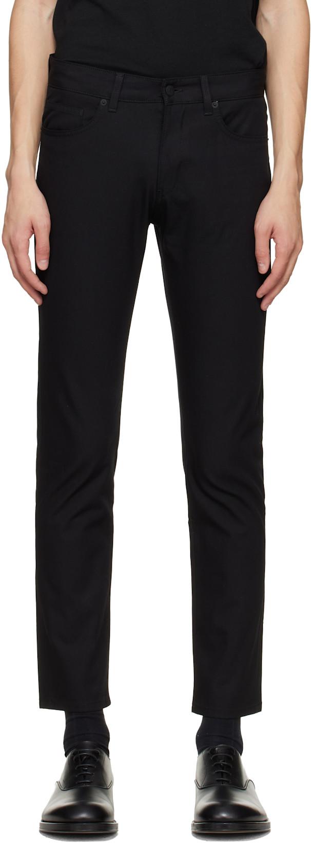 Black Delaware Slim-Fit Cotton-Blend Twill Trousers by HUGO BOSS