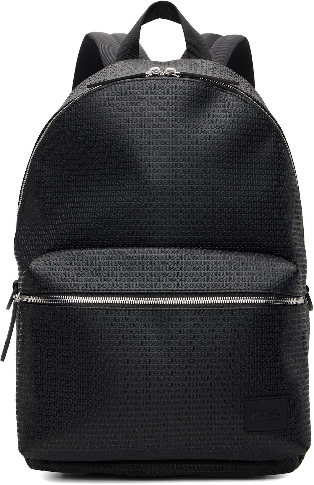 Black Embossed-Logo Backpack by HUGO BOSS