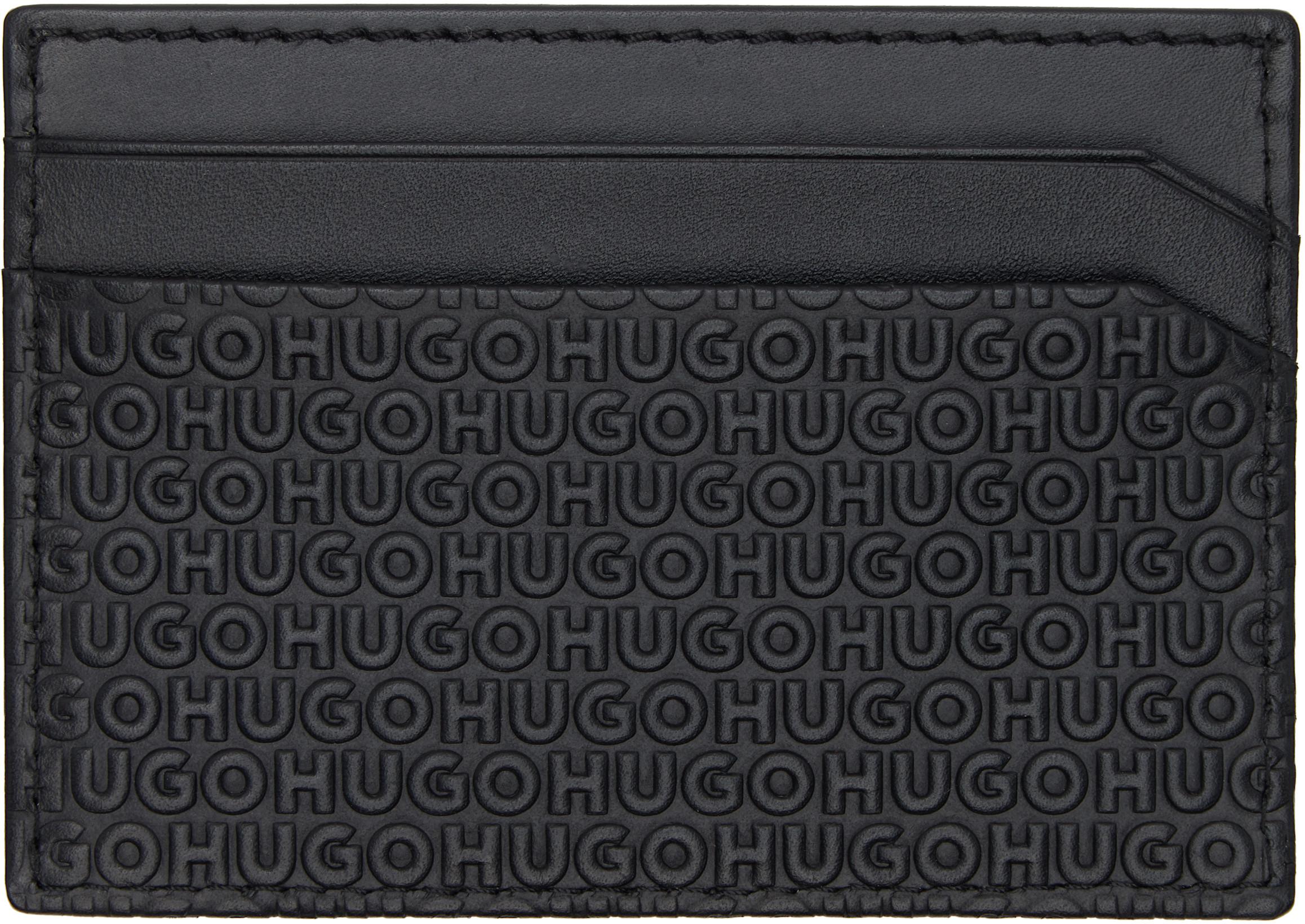 Black Embossed Logo Card Holder by HUGO BOSS