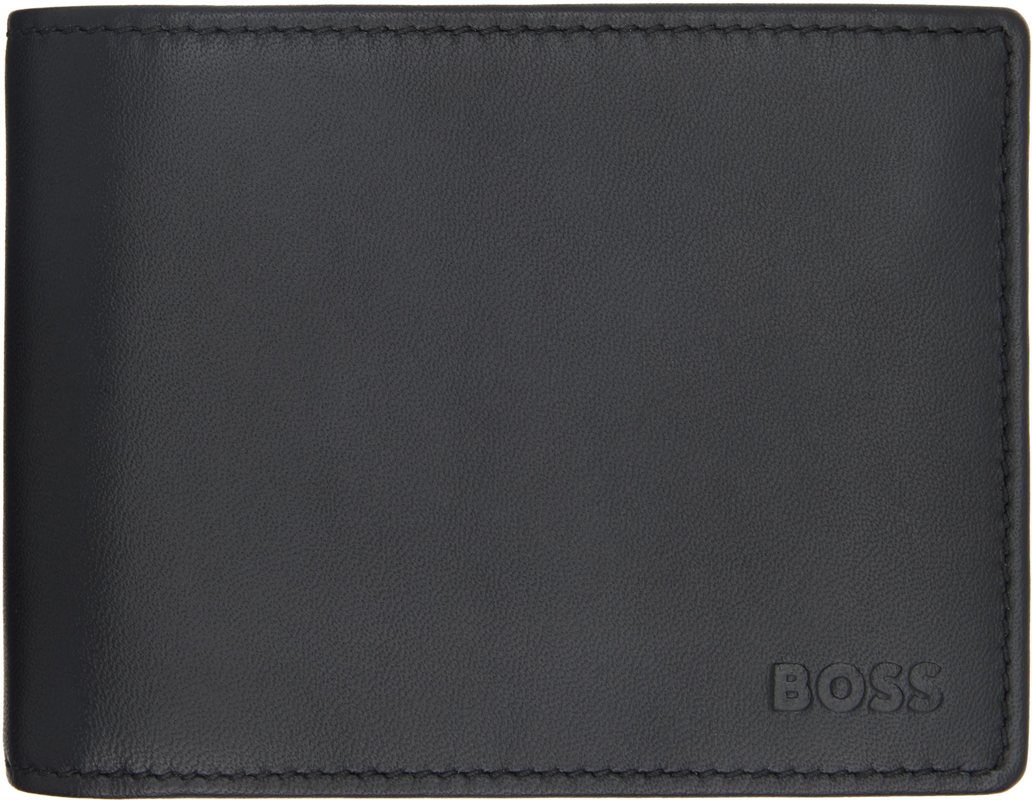 Black Embossed-Logo Coin Wallet by HUGO BOSS