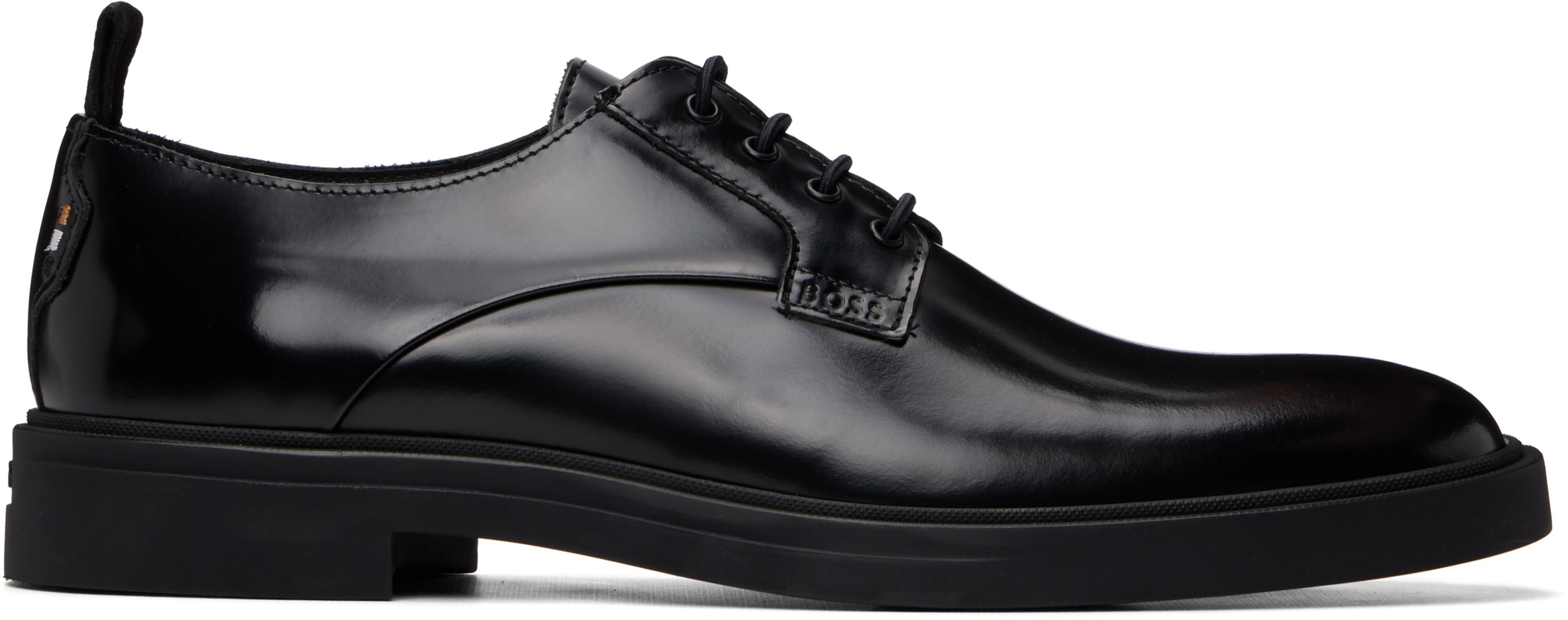 Black Embossed-Logo Derbys by HUGO BOSS
