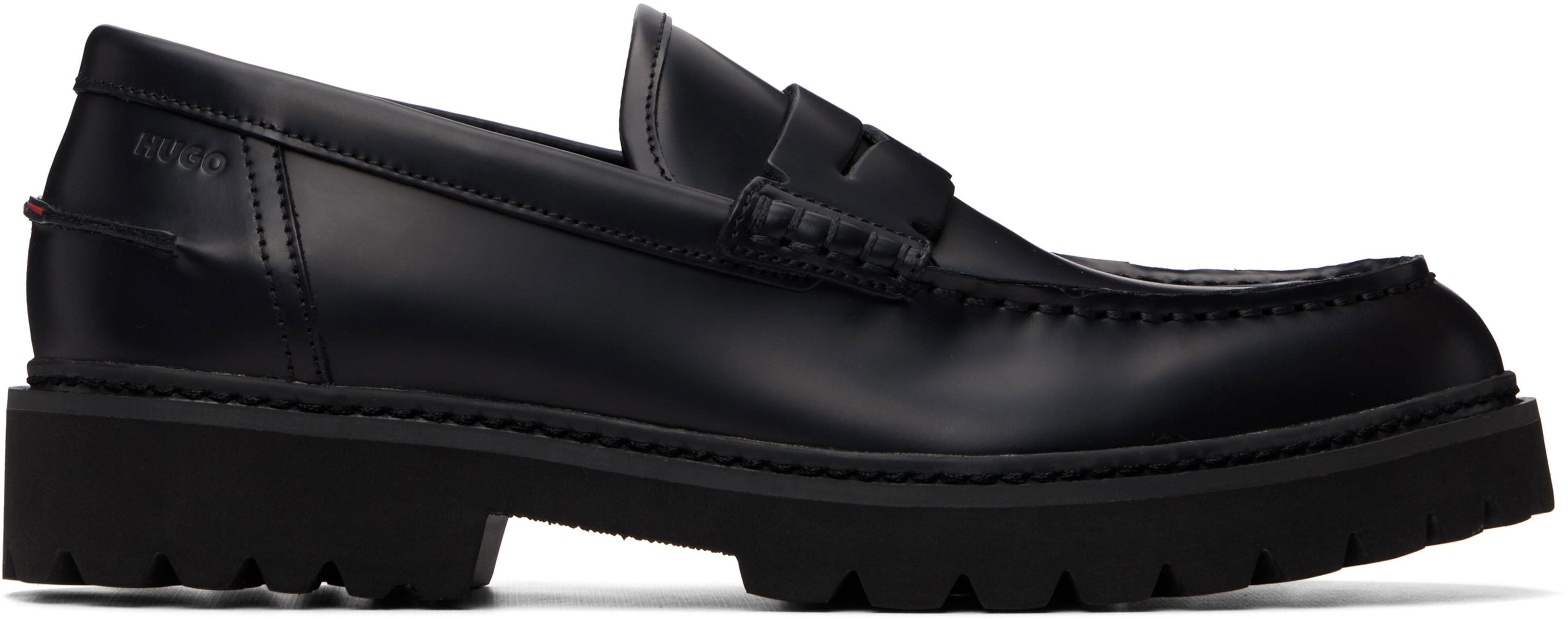 Black Embossed-Logo Loafers by HUGO BOSS