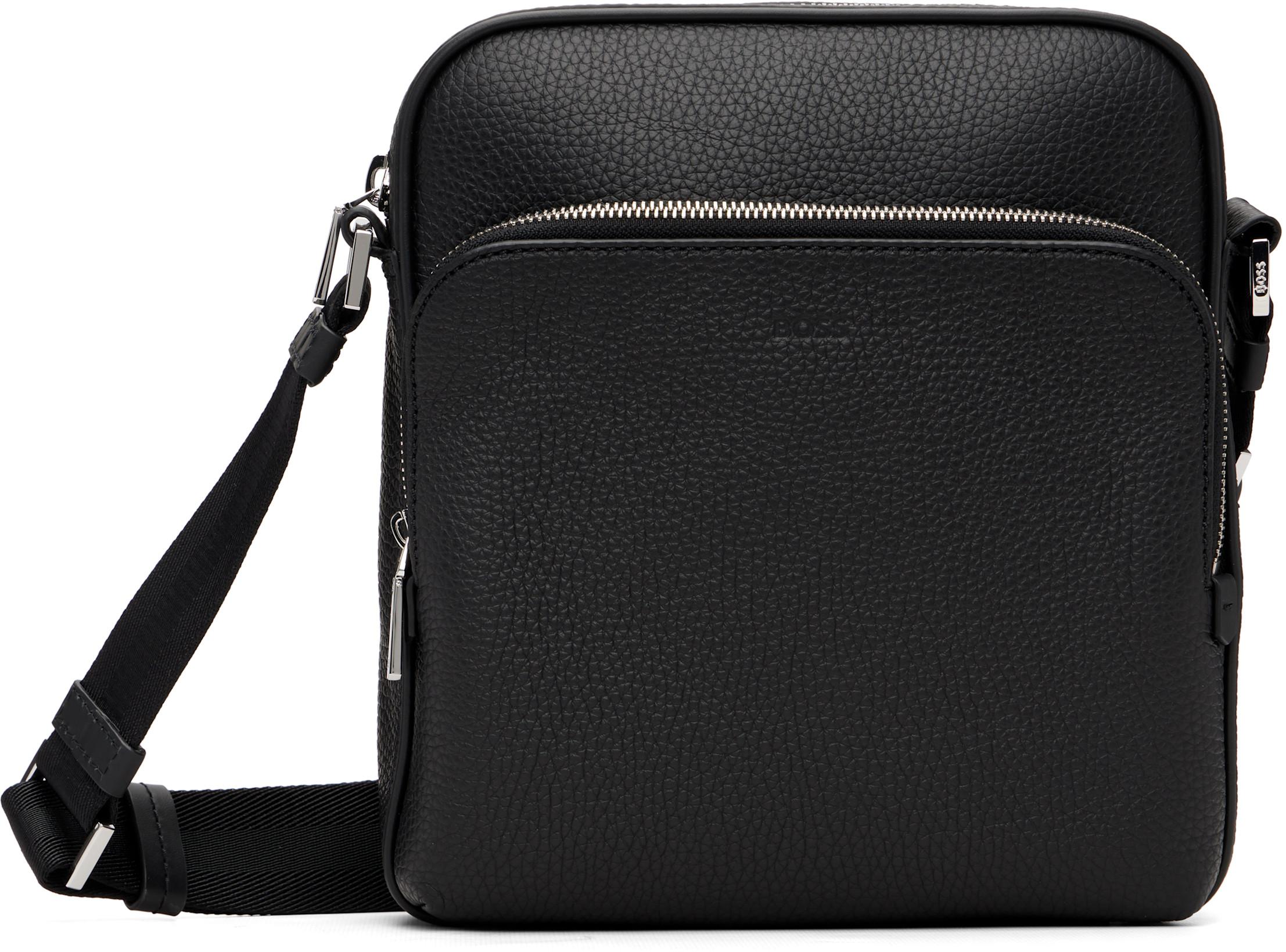 Black Embossed-Logo Reporter Bag by HUGO BOSS