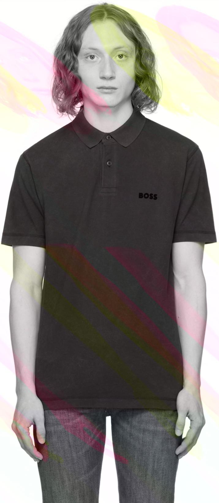 Black Flocked Polo by HUGO BOSS