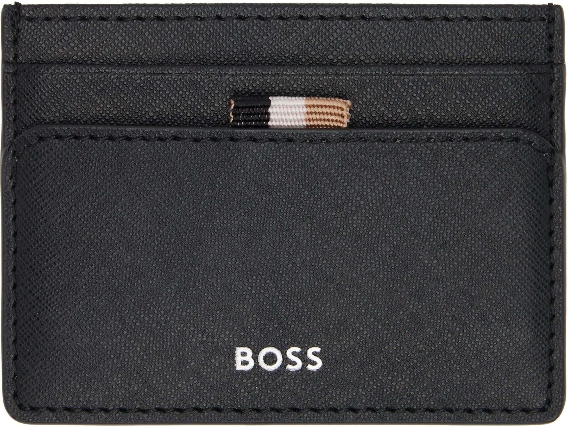 Black Foil-Embossed Logo Card Holder by HUGO BOSS