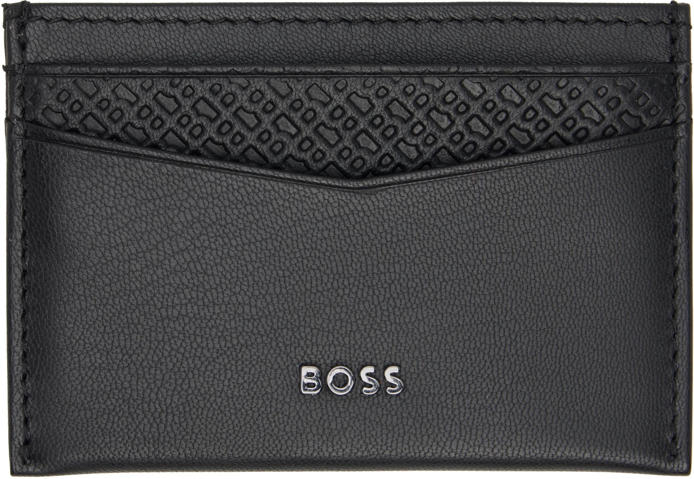 Black Goat Leather Card Holder by HUGO BOSS