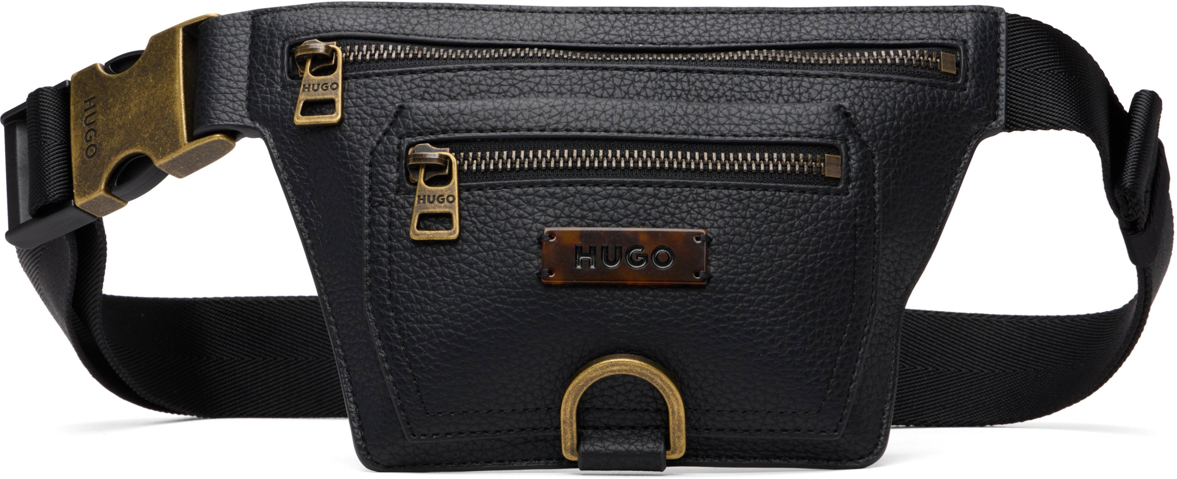 Black Grained Belt Bag by HUGO BOSS