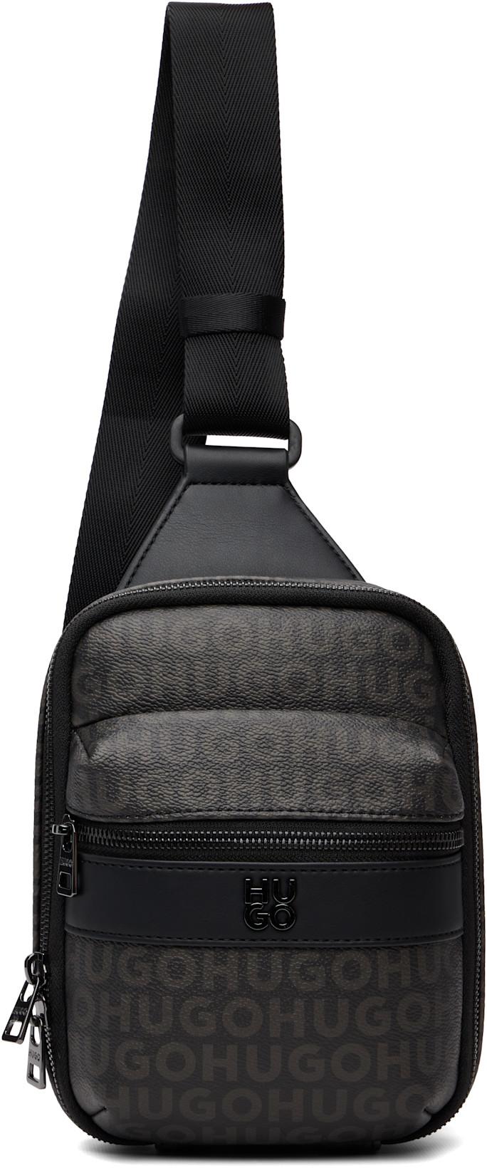Black Grained Faux-Leather Bag by HUGO BOSS