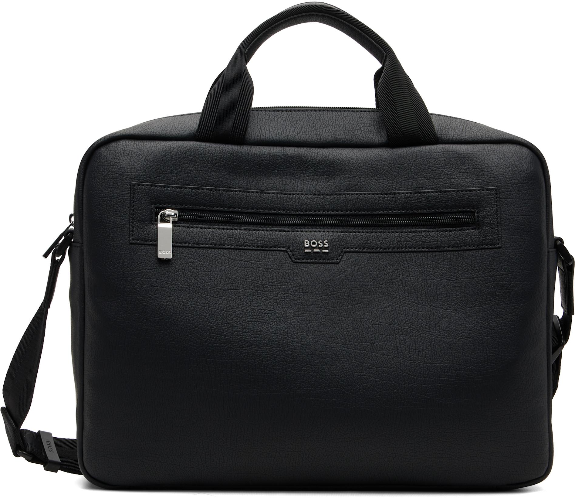 Black Grained Faux-Leather Briefcase by HUGO BOSS
