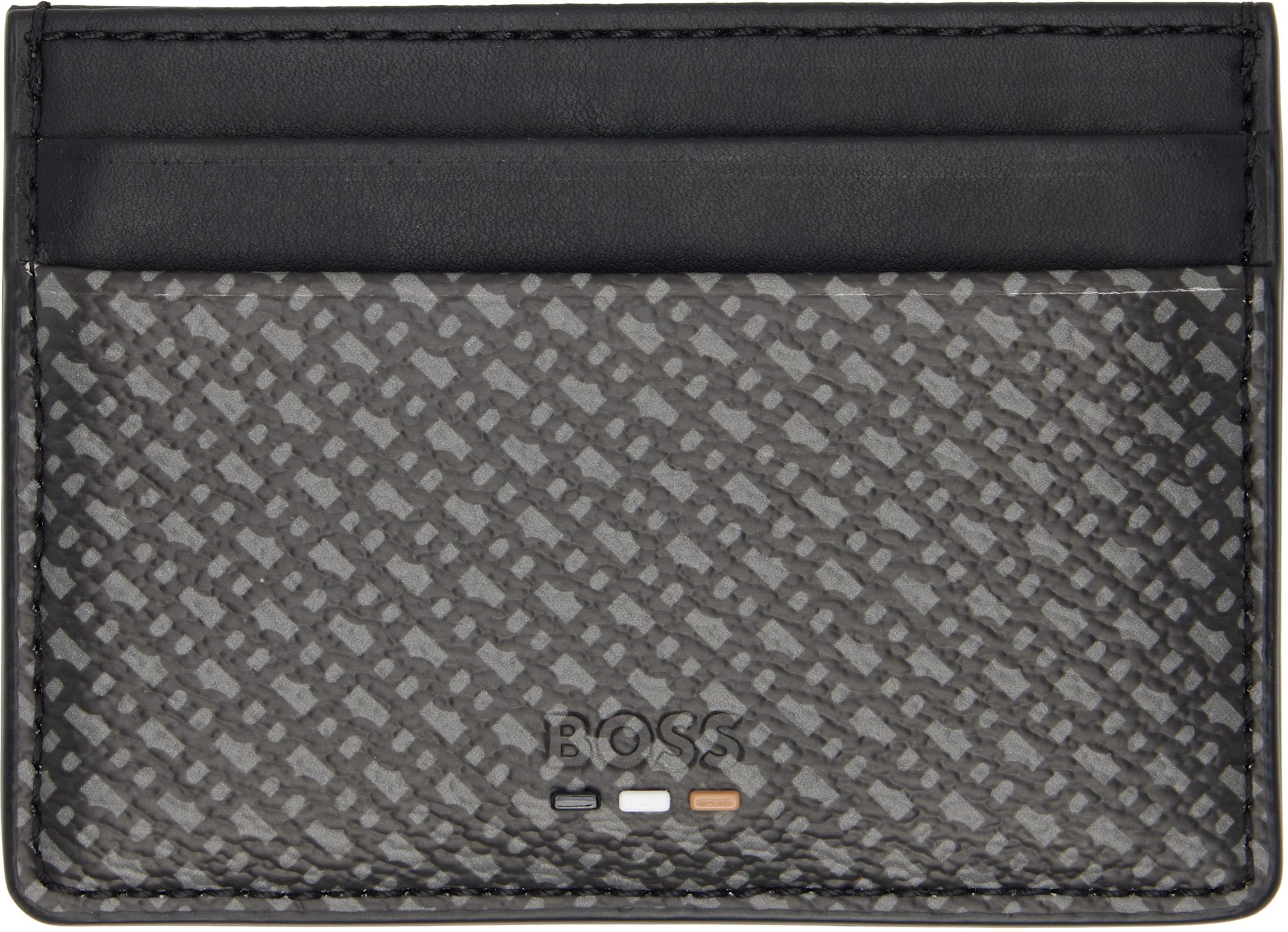 Black Grained Faux-Leather Card Holder by HUGO BOSS