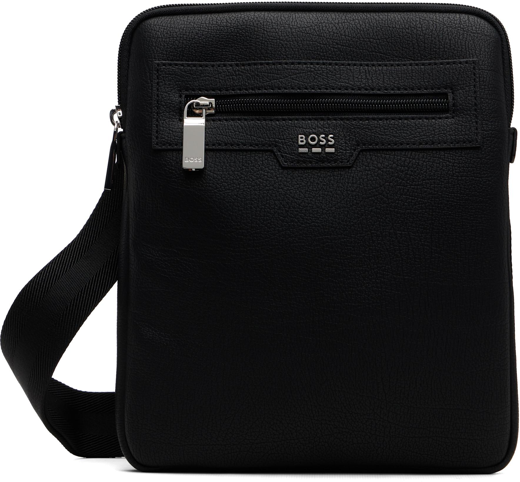 Black Grained Faux-Leather Document Holder by HUGO BOSS