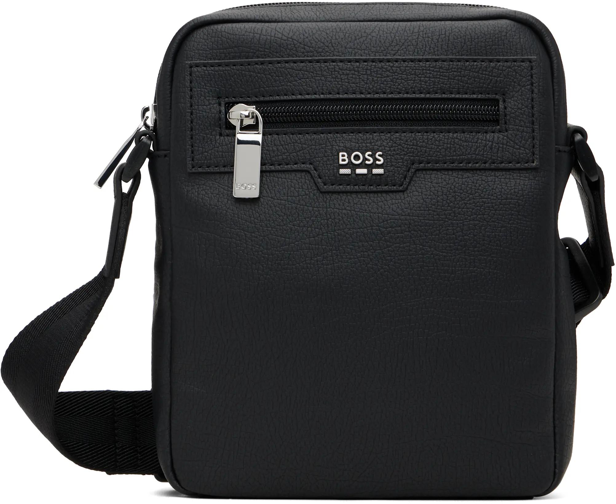 Black Grained Faux-Leather Pouch by HUGO BOSS