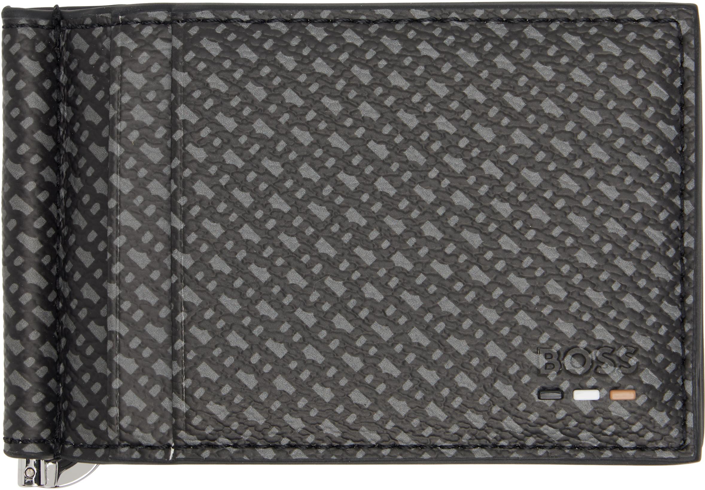 Black Grained Faux-Leather Wallet by HUGO BOSS