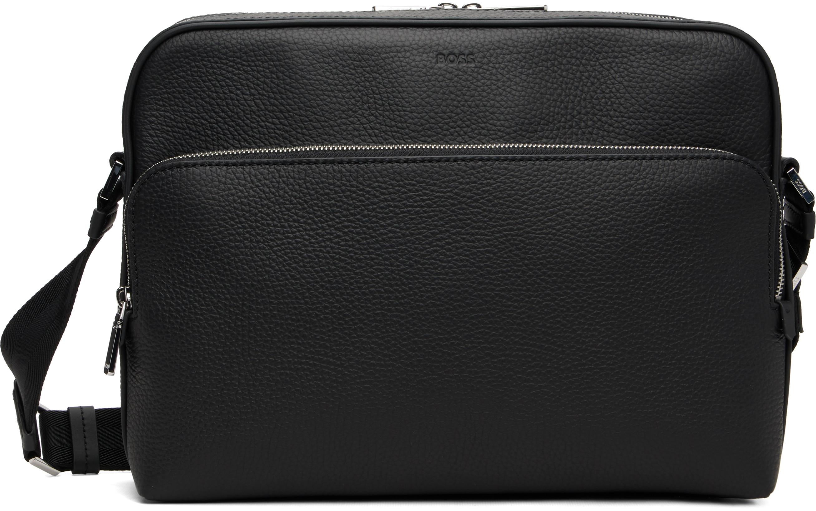 Black Grained Leather Bag by HUGO BOSS