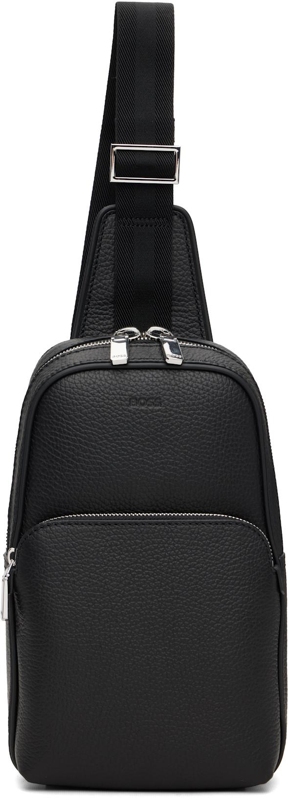 Black Grained Leather Bag by HUGO BOSS