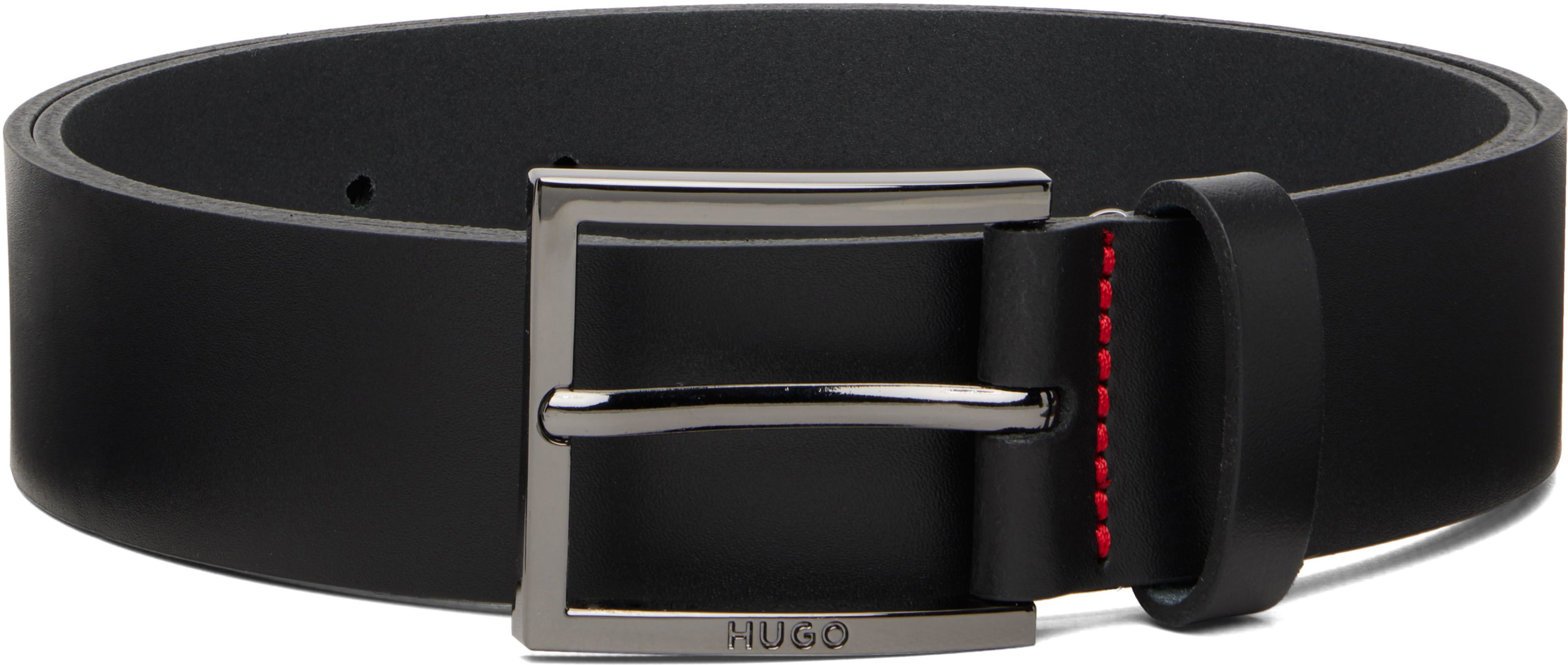 Black Leather Belt by HUGO BOSS