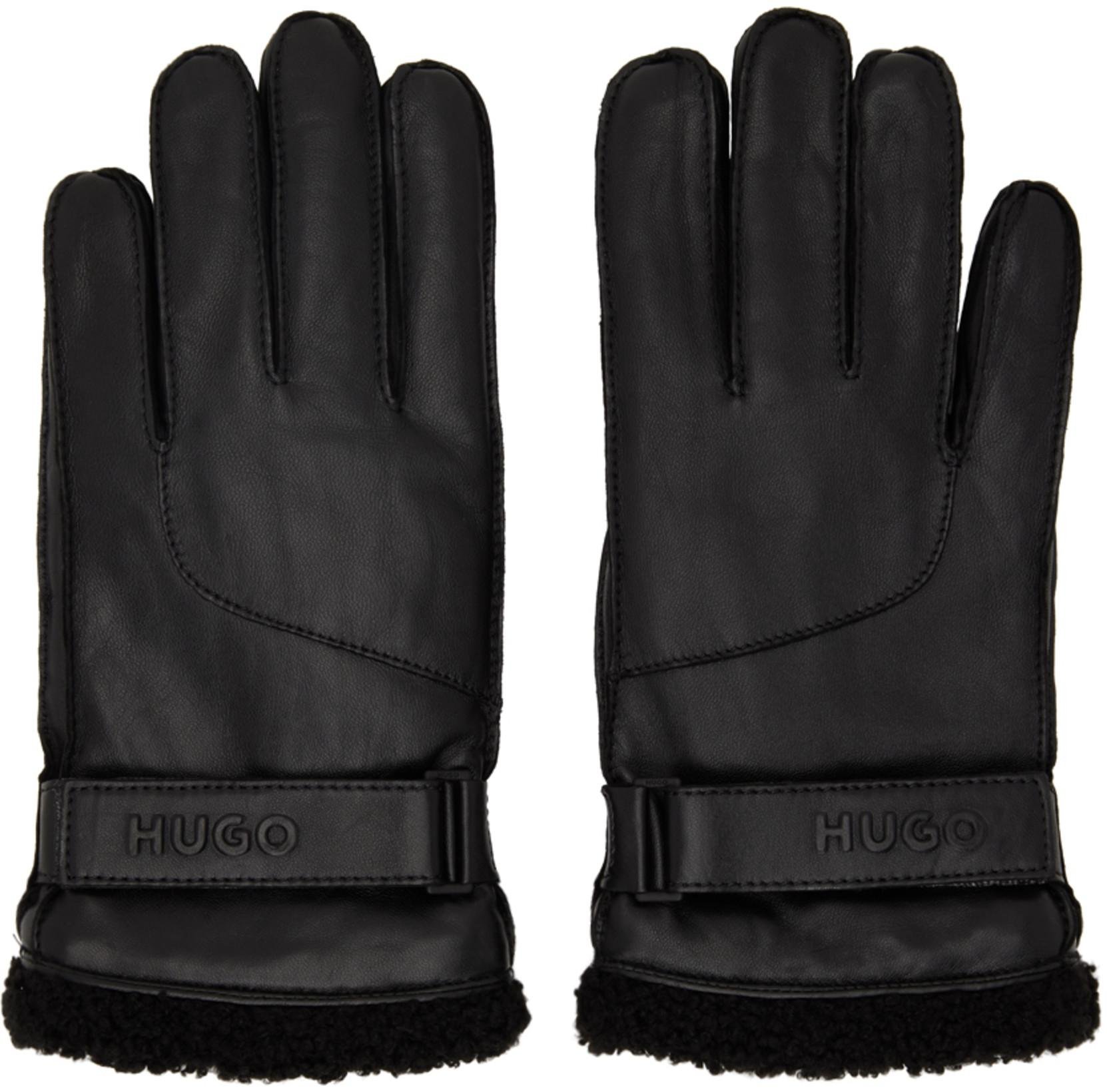 Black Leather Gloves by HUGO BOSS | jellibeans