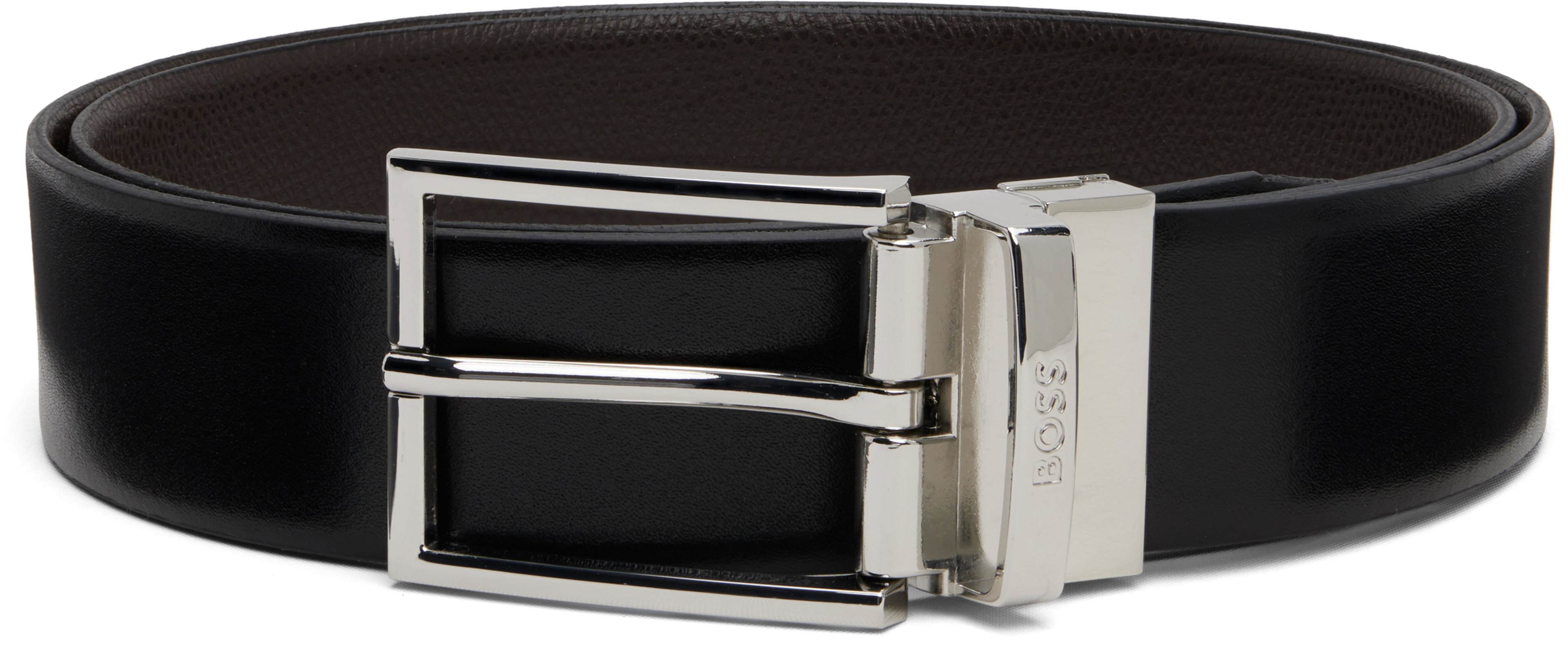 Black Leather Reversible Belt by HUGO BOSS
