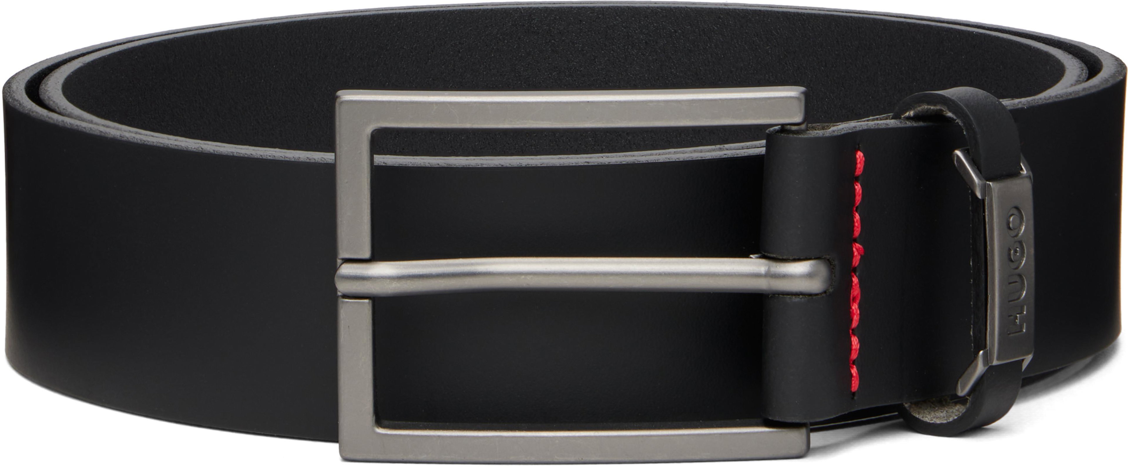 Black Logo-Keeper Buffalo Leather Belt by HUGO BOSS