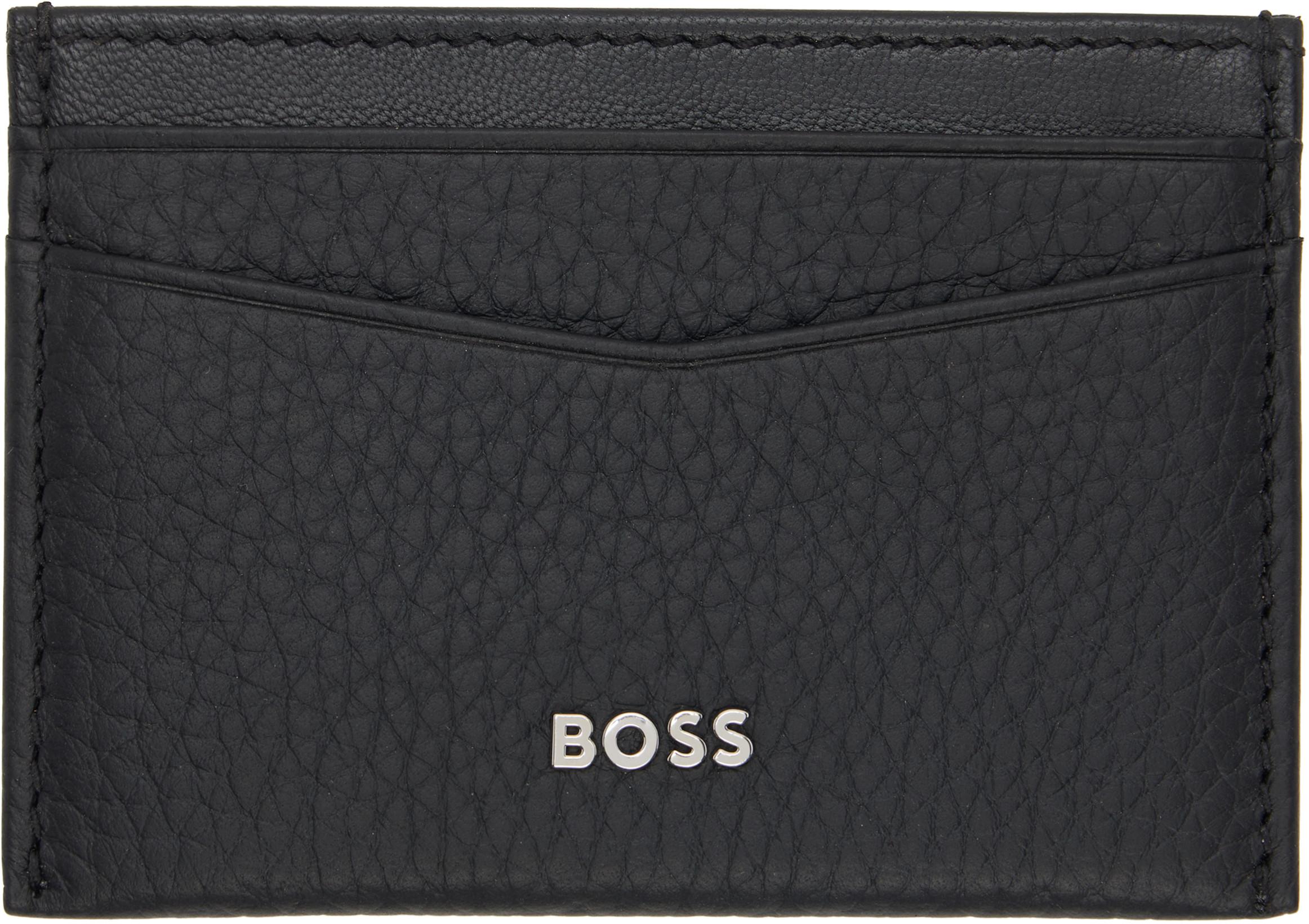 Black Logo-Lettering Card Holder by HUGO BOSS