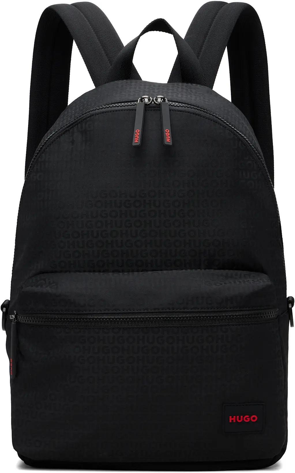 Black Logo Patch Backpack by HUGO BOSS