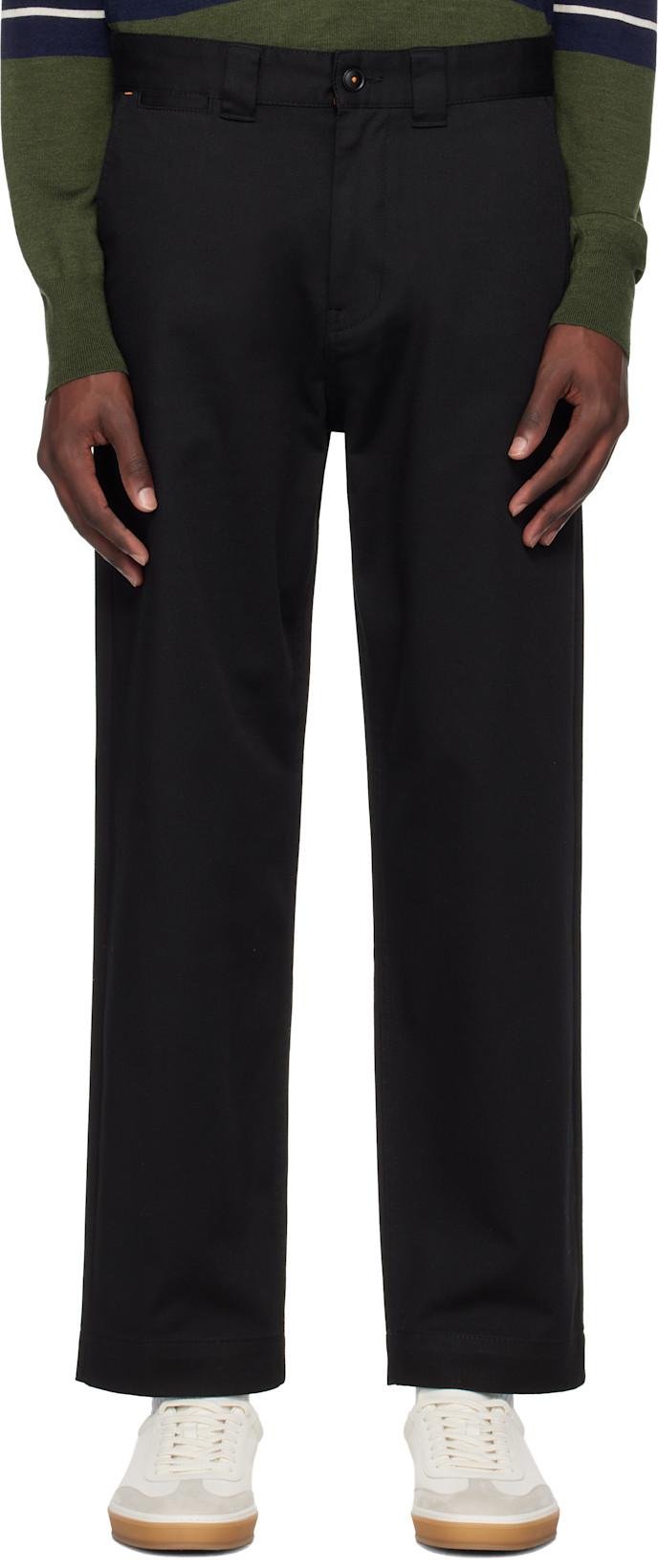 Black Logo Patch Trousers by HUGO BOSS
