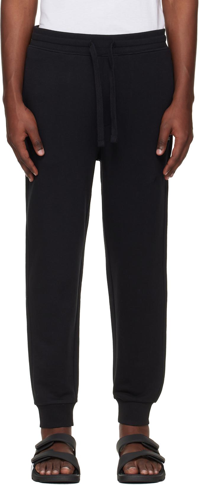 Black Logo Print Cuffed Tracksuit Pants by HUGO BOSS