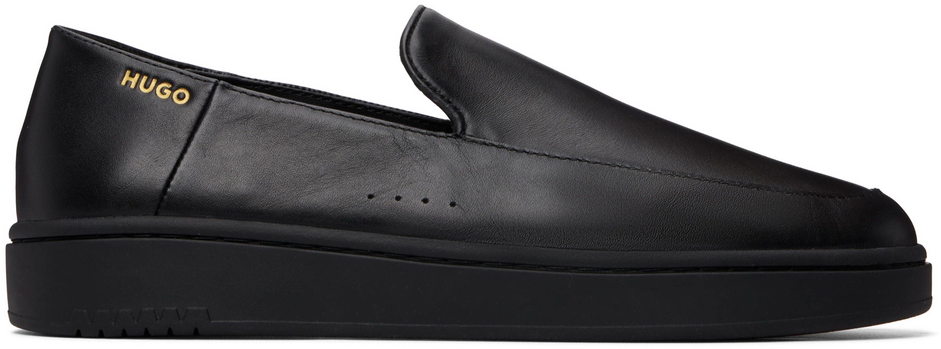 Black Logo Stamp Loafers by HUGO BOSS