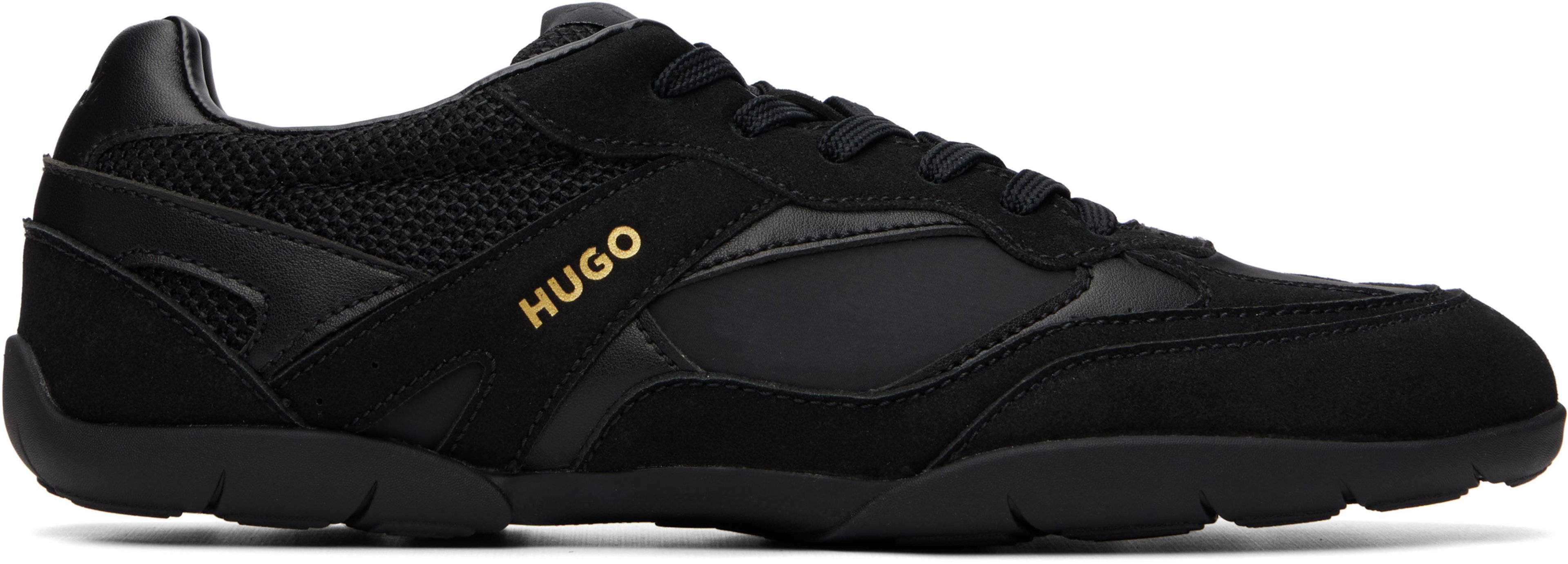 Black Mixed-Material Sneakers by HUGO BOSS
