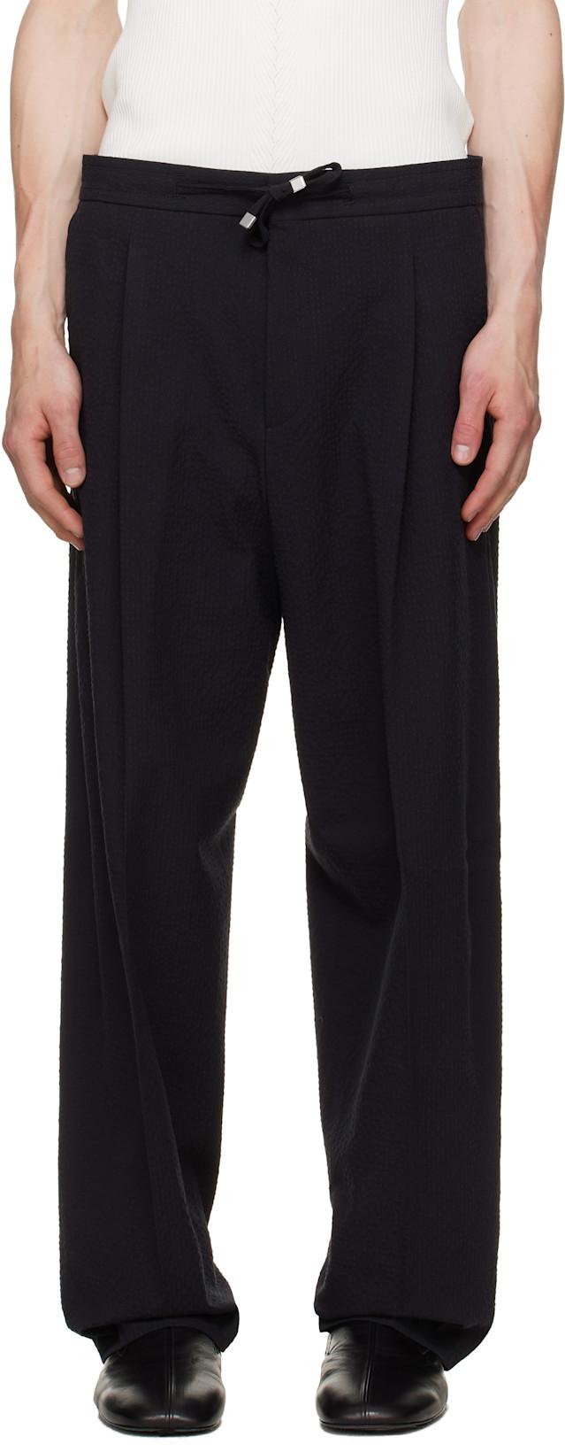 Black Modern-Fit Seersucker Trousers by HUGO BOSS