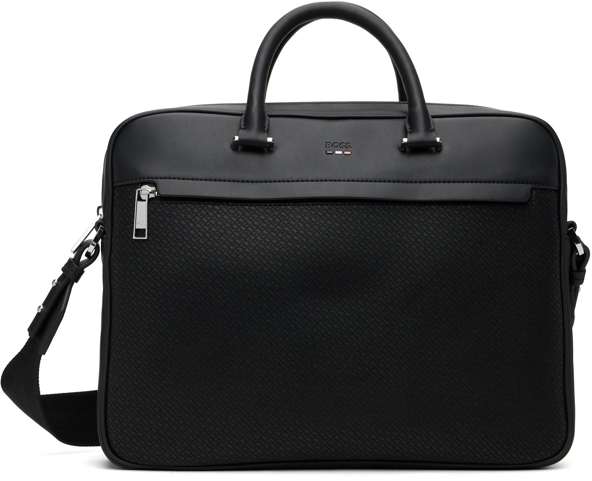 Black Monogram Print Document Briefcase by HUGO BOSS