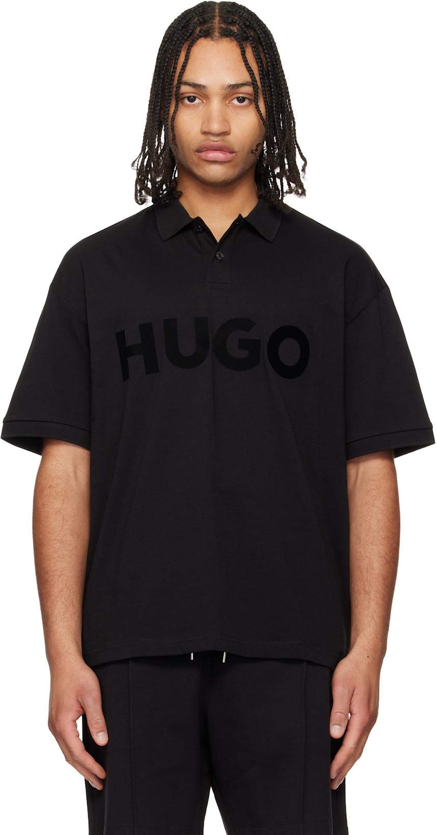 Black Oversize-Fit Contrast Logo Polo by HUGO BOSS