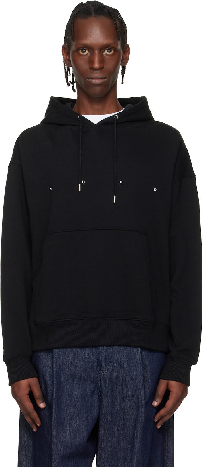 Black Oversized-Fit Graphic Print Hoodie by HUGO BOSS