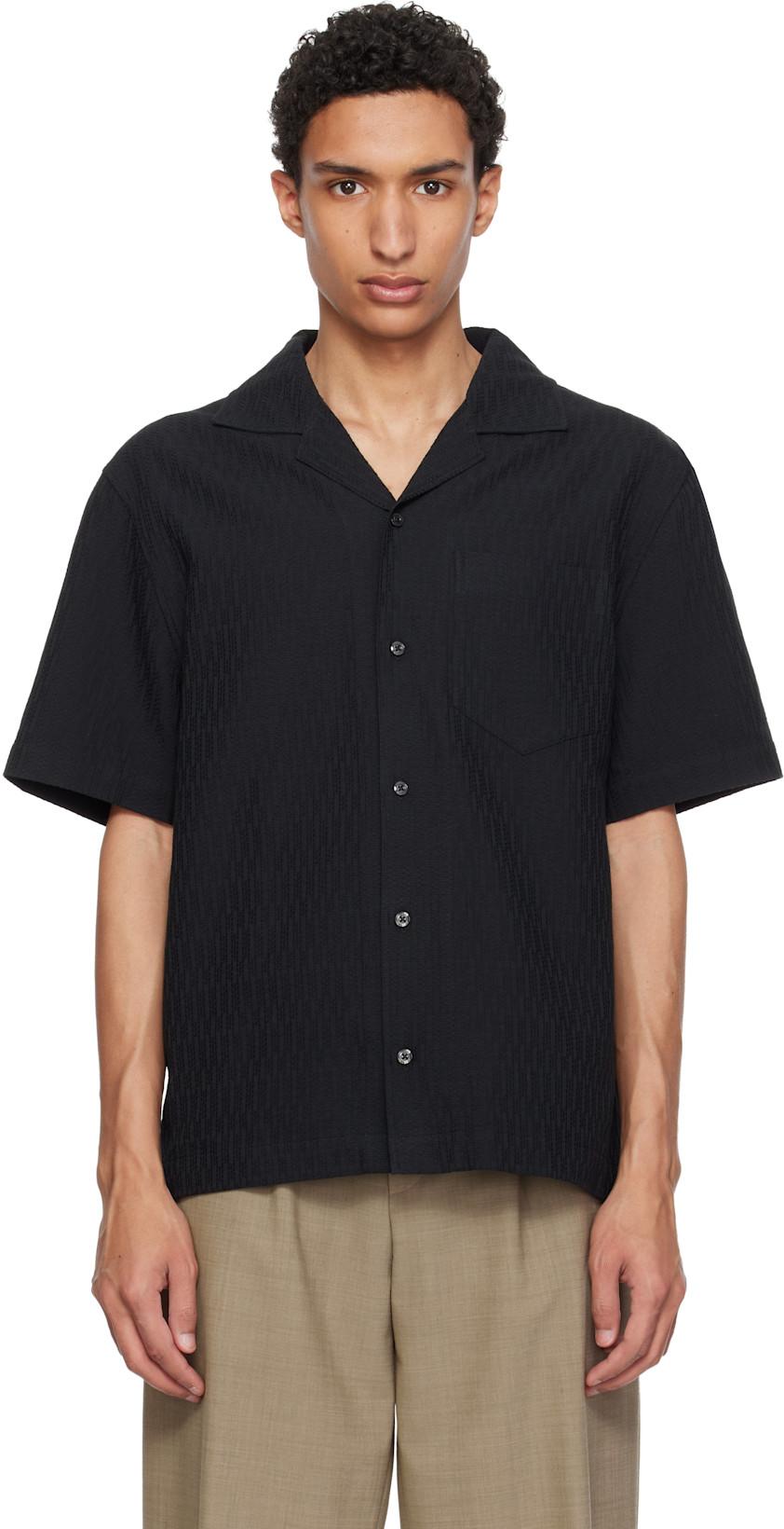 Black Oversized-Fit Structured Cotton Shirt by HUGO BOSS