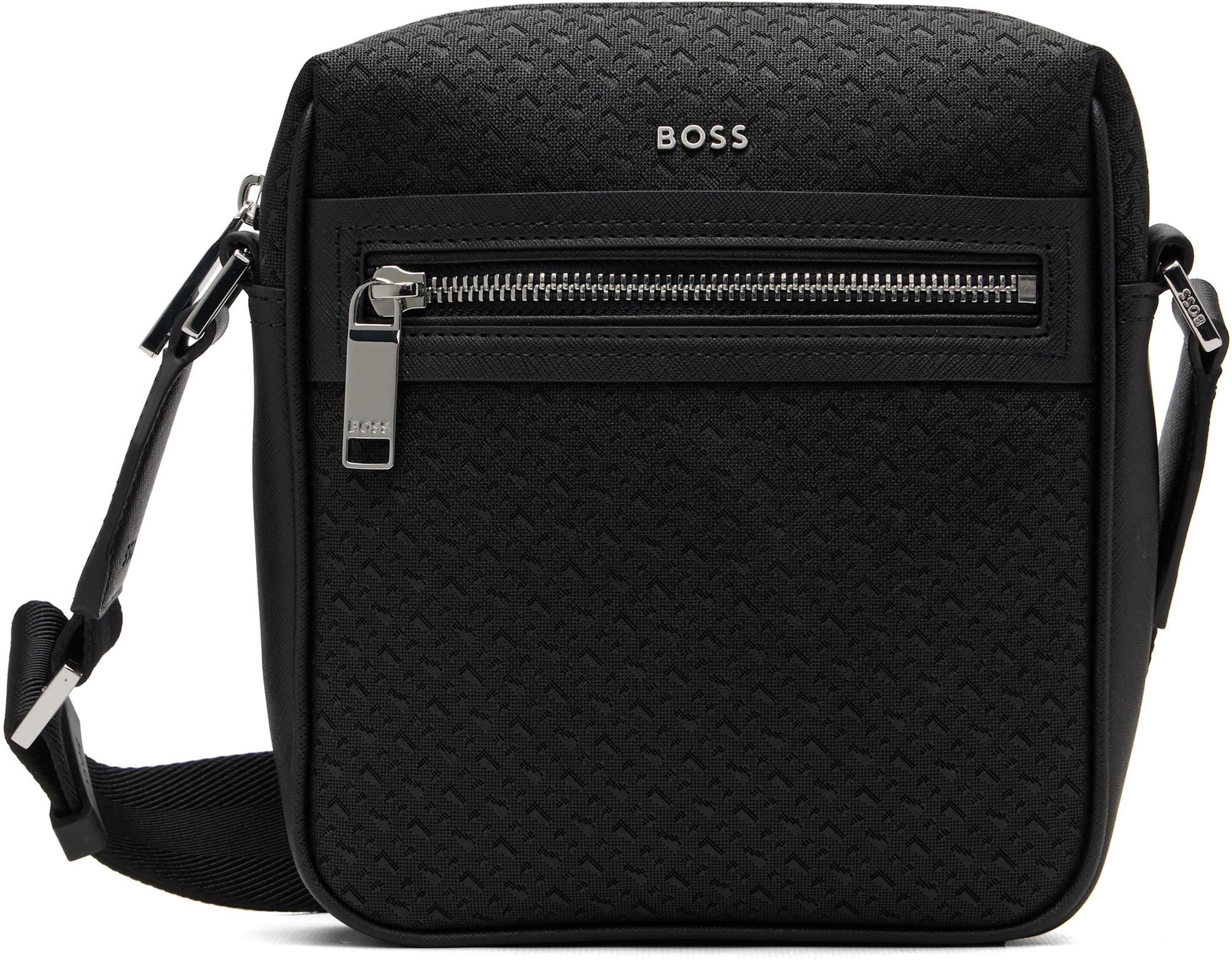 Black Regenerated Leather Pouch by HUGO BOSS