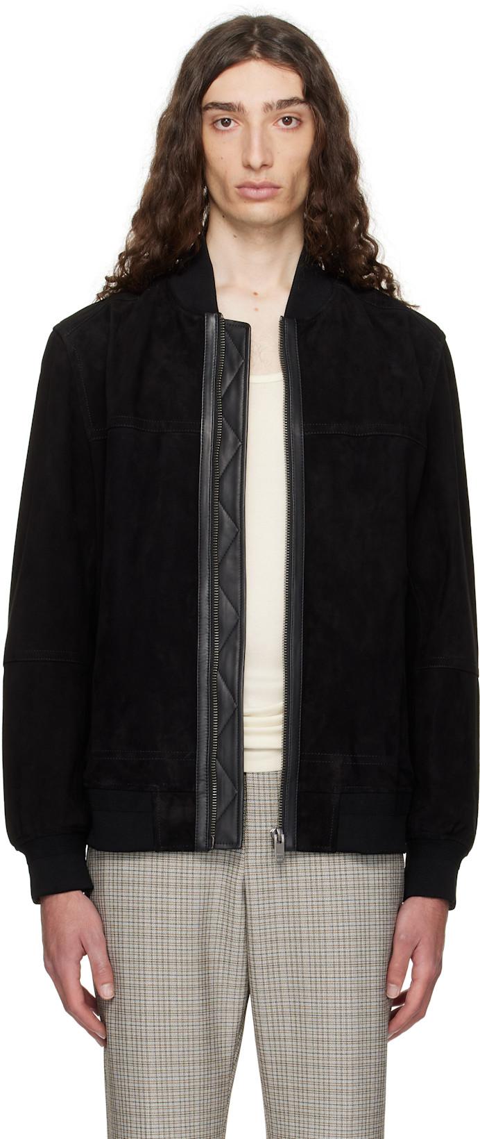 Black Regular-Fit Suede Jacket by HUGO BOSS