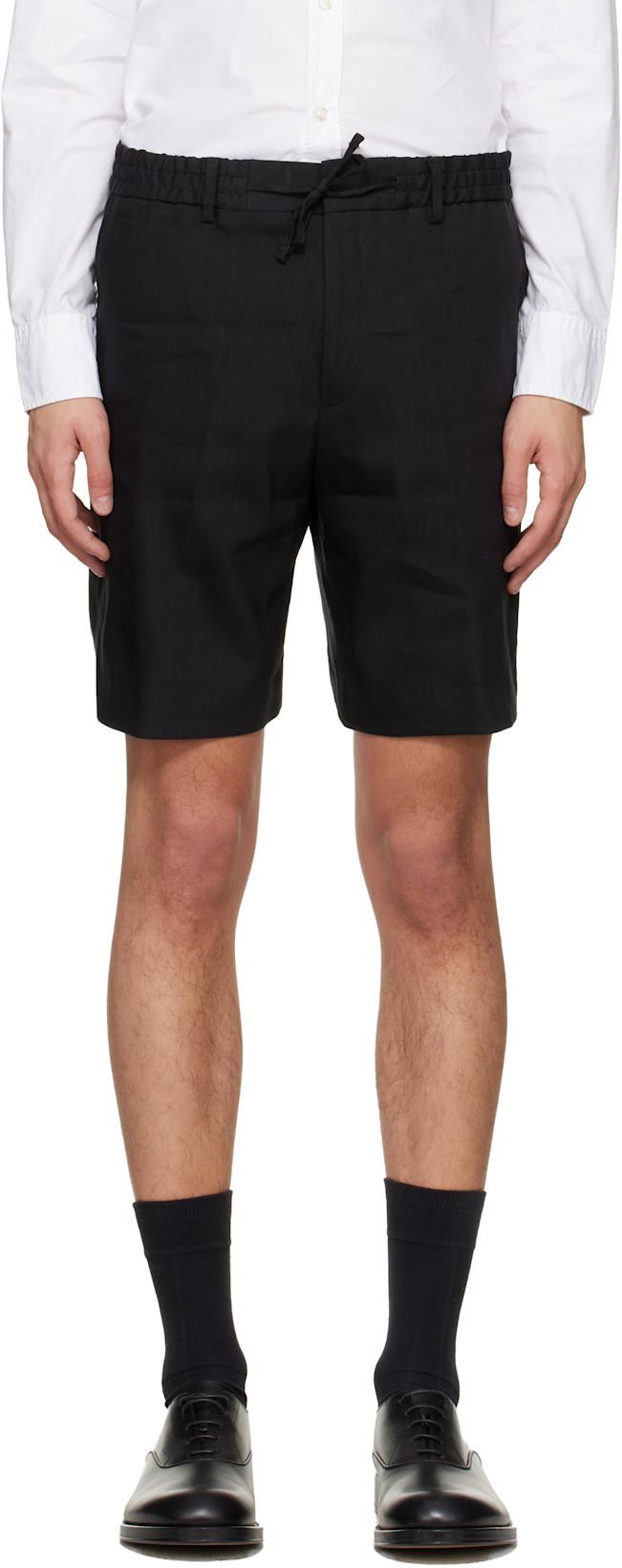 Black Relaxed-Fit Tech Linen Shorts by HUGO BOSS