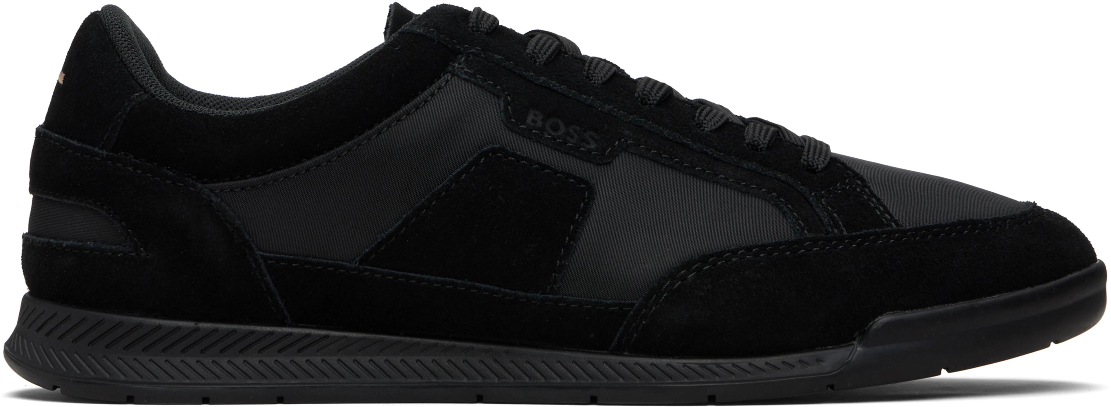 Black Satin Low Sneakers by HUGO BOSS