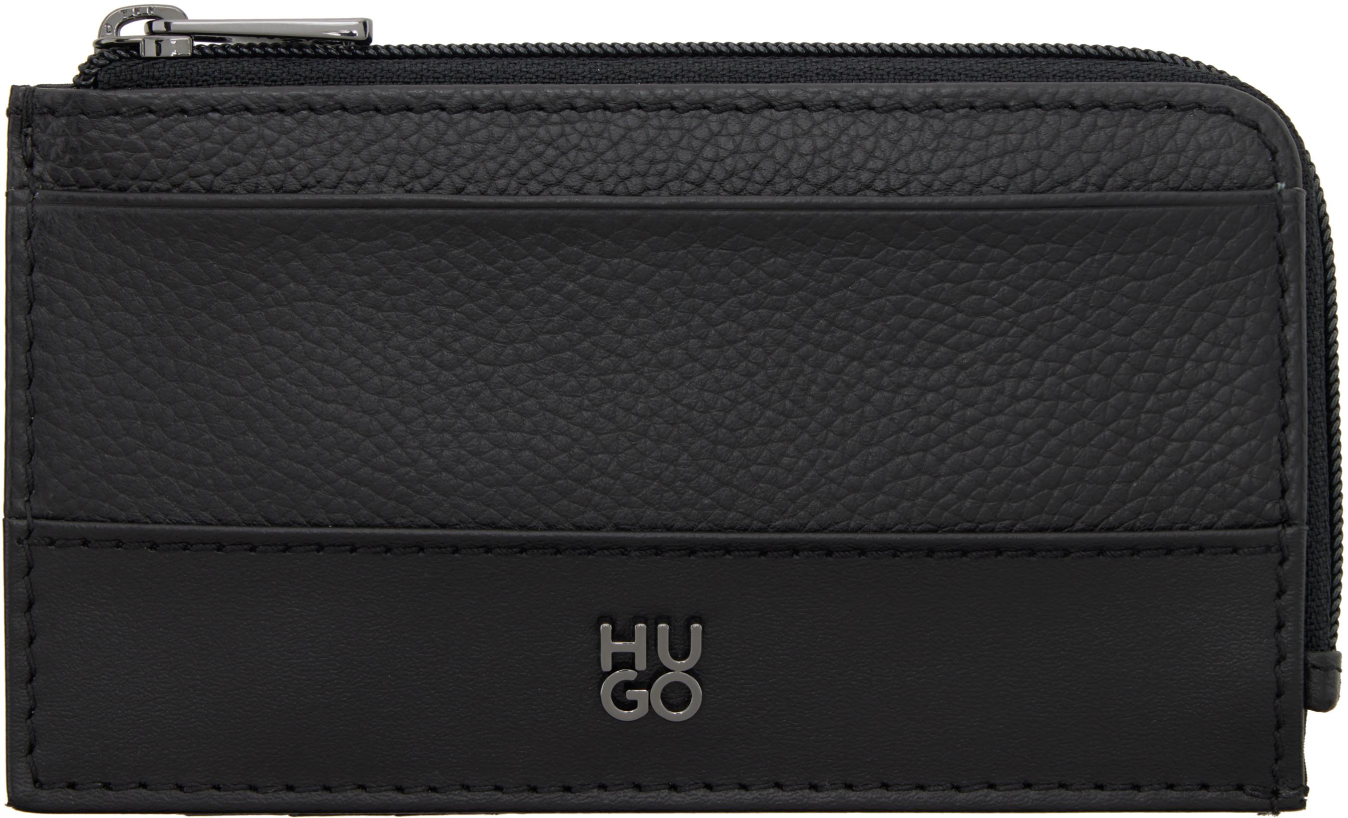 Black Stacked Logo Card Holder by HUGO BOSS