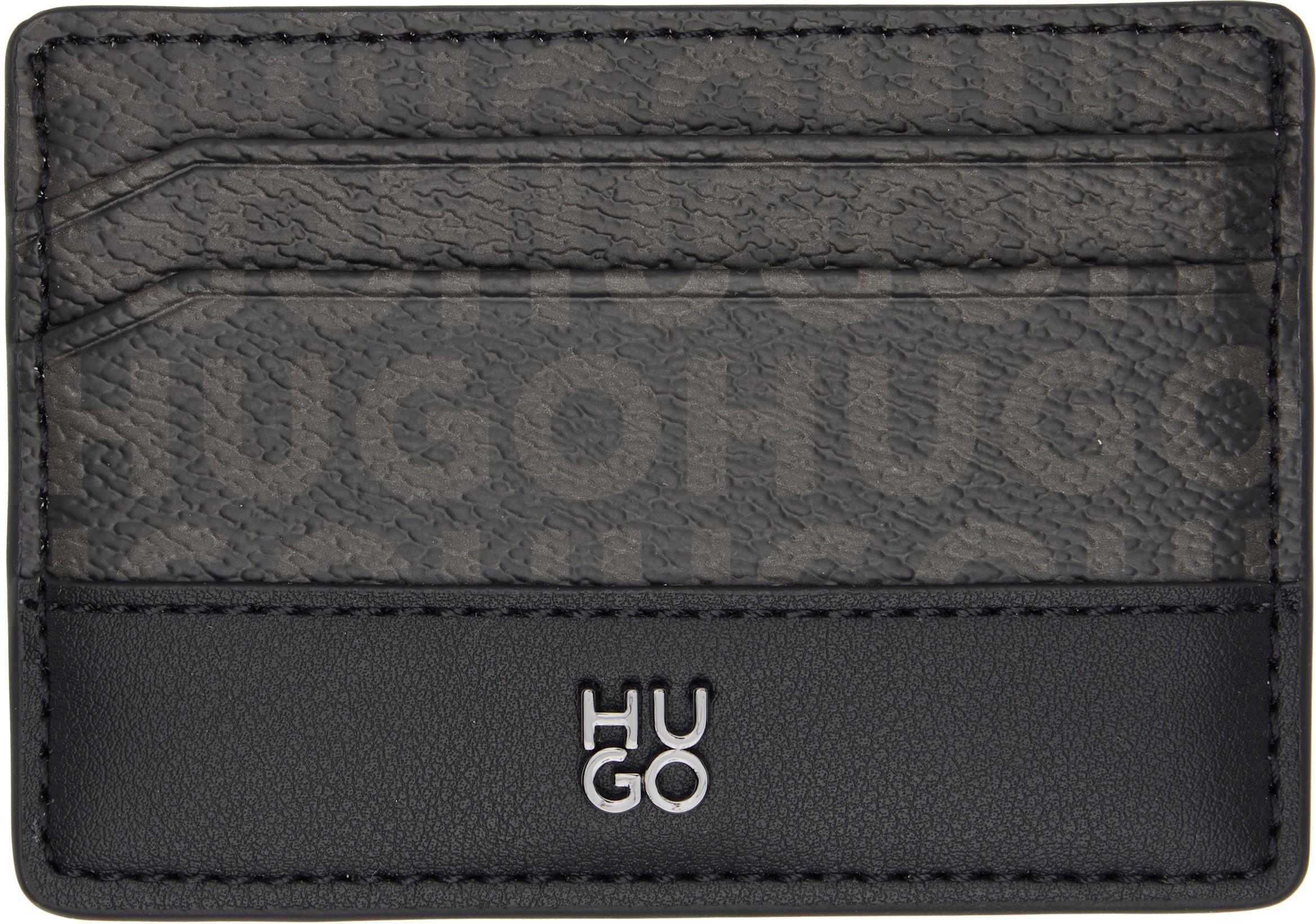 Black Stacked-Logo Card Holder by HUGO BOSS