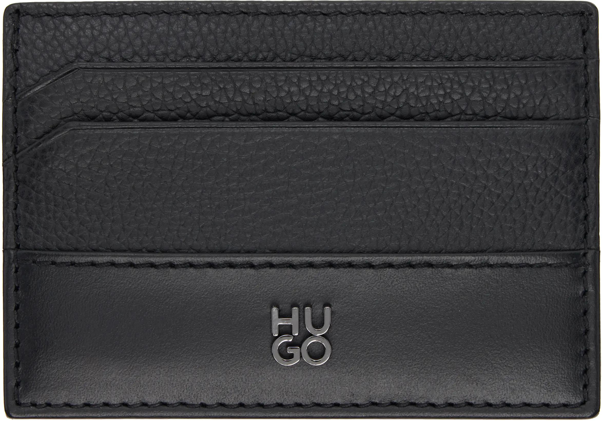 Black Stacked-Logo Trim Card Holder by HUGO BOSS