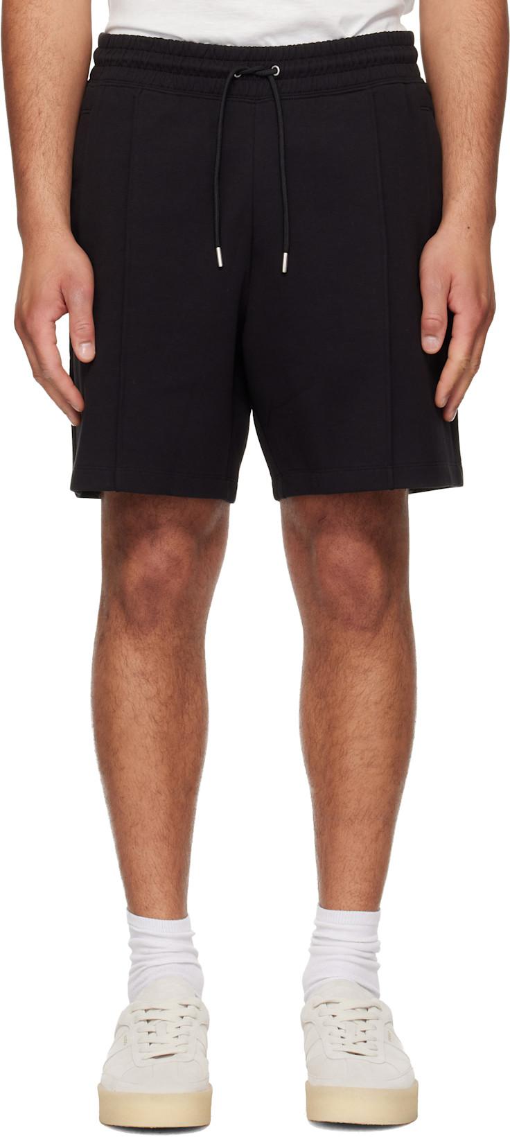Black Stacked-Logo Trim Shorts by HUGO BOSS
