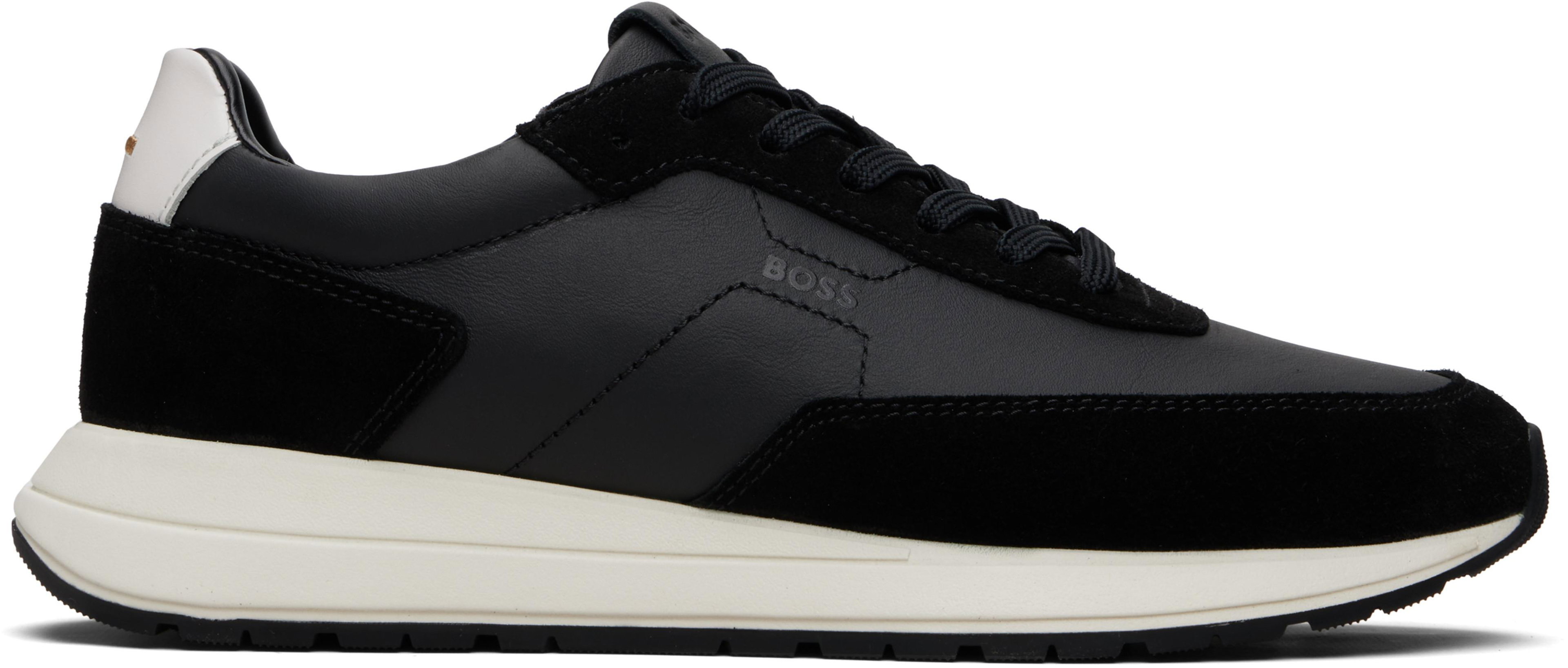 Black Suede Trim Sneakers by HUGO BOSS