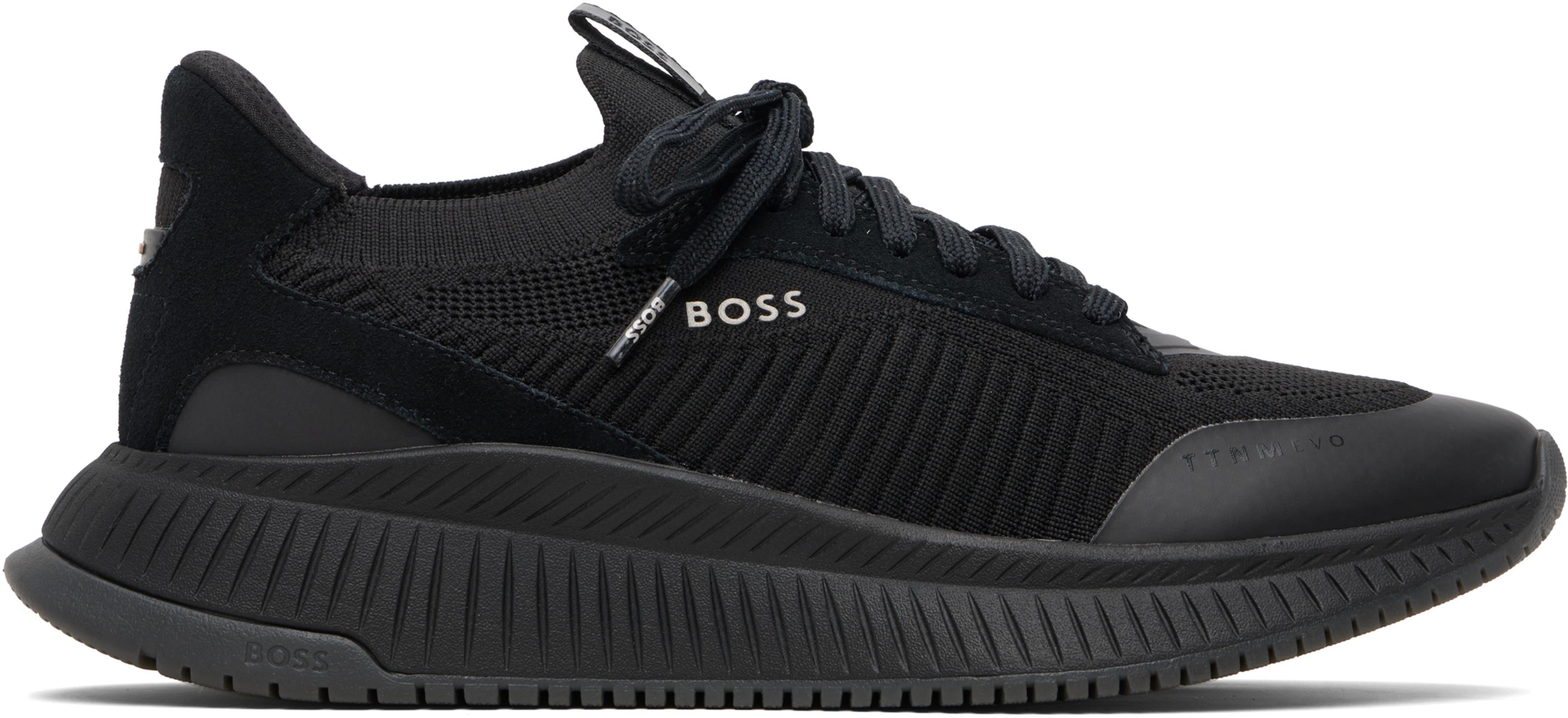 Black TTNM EVO Knitted Upper Sneakers by HUGO BOSS
