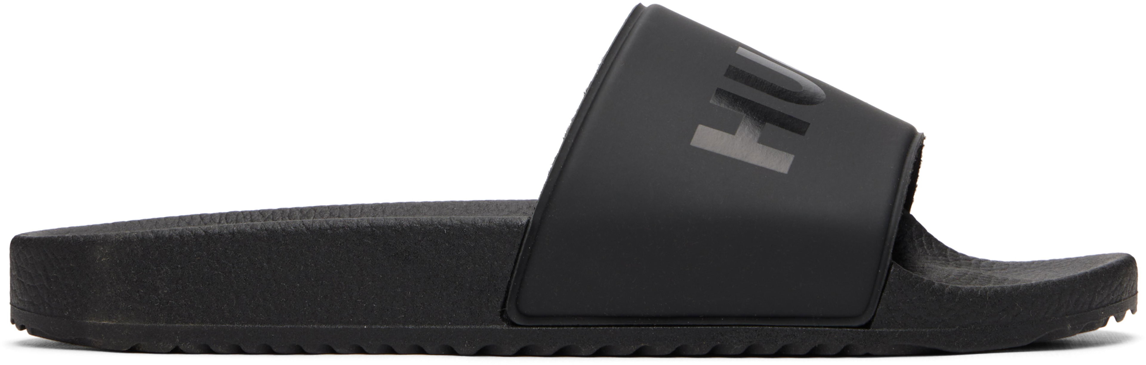Black Tonal Logo Italian-Made Sandals by HUGO BOSS
