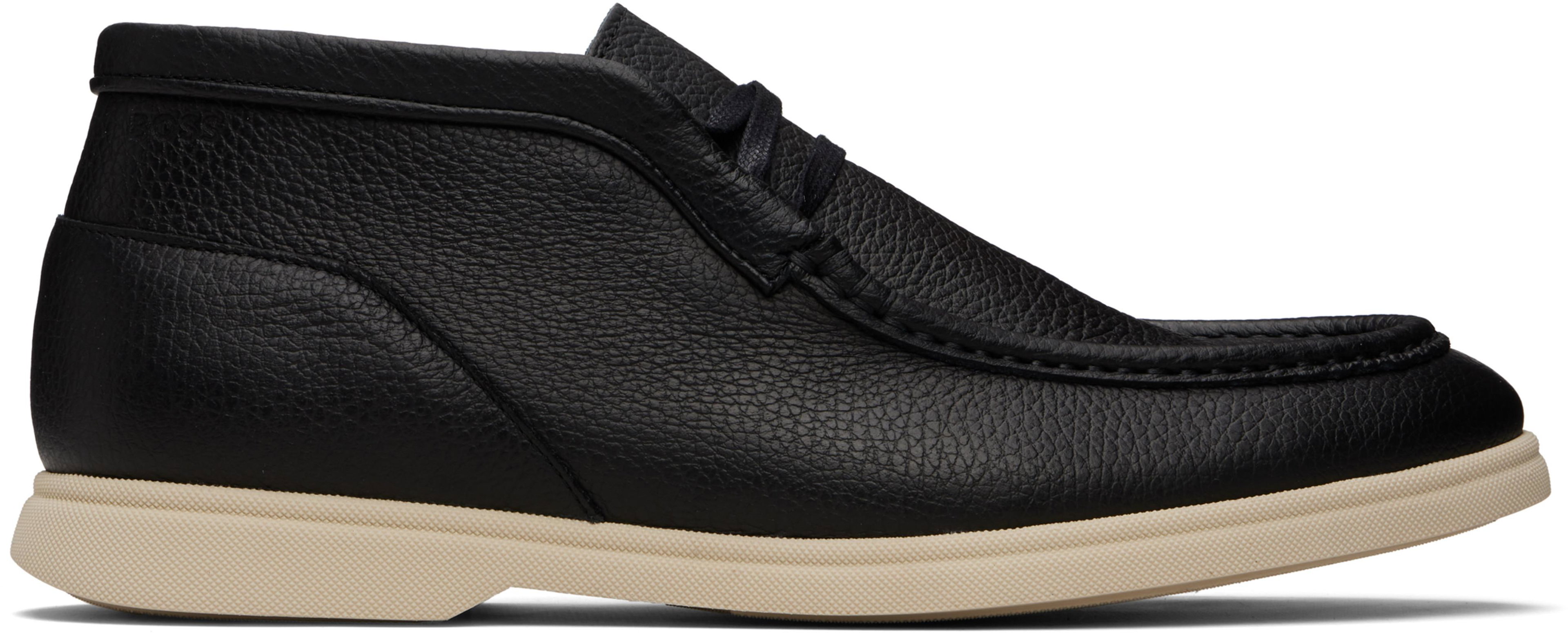 Black Tumbled Leather Desert Boots by HUGO BOSS