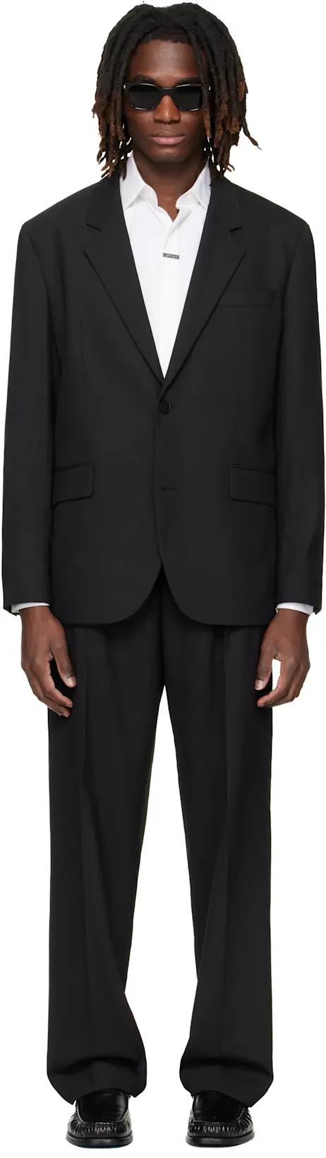 Black Two-Piece Modern-Fit Stretch Twill Suit by HUGO BOSS