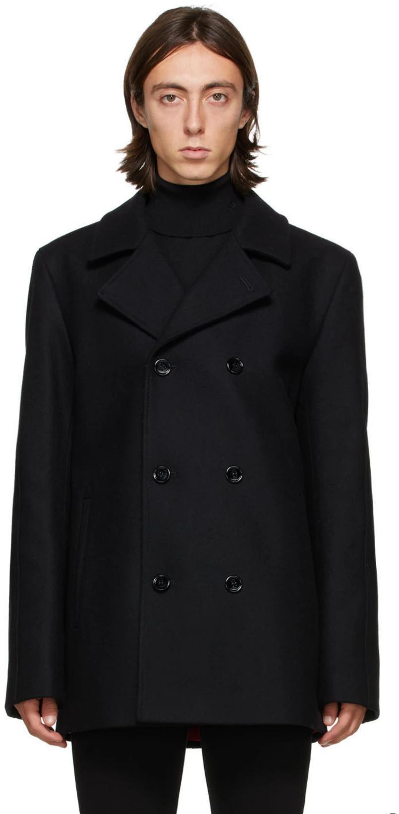 Black Wool Balno Peacoat by HUGO BOSS